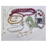 14 Costume Jewelry Necklaces & Clip-On Earrings