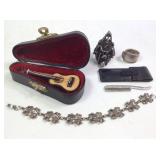 Misc. Group - Mini. Guitar, Rings, Frog Bracelet +