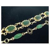 2 Gold Filled Bracelets w/ Green Stones