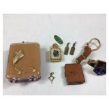 Assorted Vintage Pendants, Tie Clip & More