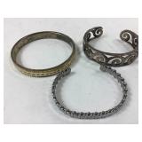 3 Vintage Cuff & Bangle Bracelets
