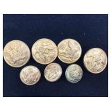 7 Antique 1910s WWI Military Buttons