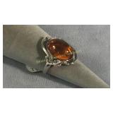 Size 8.5 Amber Sterling Ring