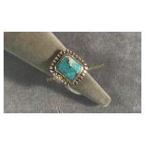 Size 6 Square Turquoise Sterling Silver Ring