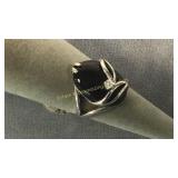 Size 8.5 Sterling Onyx Ring