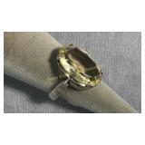 Large Size 9 Sterling Citrine Ring