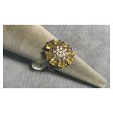 Size 8.5 Cubic Zirconia Floral Sterling Ring