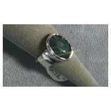 Size 5 Sterling Faceted Emerald Ring