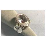 Size 8.5 Sterling Silver Flashed Quartz Ring