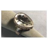 Size 9 Sterling Teardrop Shaped Quartz Ring