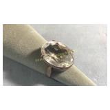Size 9 Large Sterling White Topaz Statement Ring