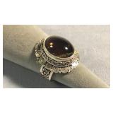Size 8 Sterling Smokey Topaz Ring