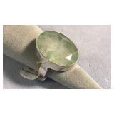 Size 8.5 Faceted Emerald Sterling Ring