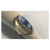 Size 9 Sterling Rainbow Moonstone Ring