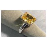 Size 8.5 Sterling Silver Yellow Cubic Zirconia