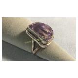 Size 8 Sterling Faceted Amethyst Ring