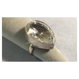 Size 7.5 Sterling Tear Drop Shaped Quartz Ring