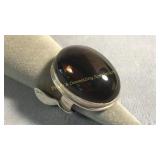 Size 5 Sterling Smokey Quartz Ring