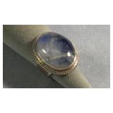 Size 8 Sterling Rainbow Moonstone Ring