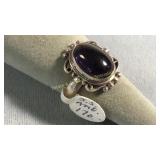 Size 8 Sterling Polished Amethyst Ring