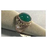 Size 8.5 Sterling Green Onyx Ring