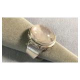 Size 8 Sterling Polished Moonstone Ring