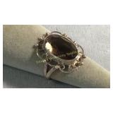 Size 8.5 Sterling Smokey Topaz Ring
