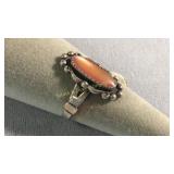 Size 8.5 Sterling Fire Agate Ring