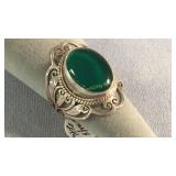 Size 10 Sterling Green Onyx Ring