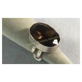 Size 9 Sterling & Smoky Topaz Man