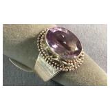 Size 8 Sterling & Amethyst Ring