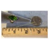 Size 8.5 Sterling Silver Green Cubic Zirconia Ring