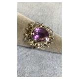 Size 6.5 Sterling Silver & Amethyst Ring