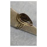 Size 9.5 Sterling Silver & Agate Ring