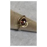 Size 8.25 Sterling Silver & Garnet Ring