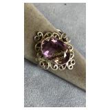 Size 8.25 Sterling Silver & Amethyst Ring