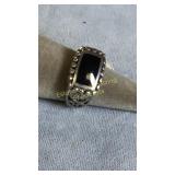 Size 6.25 Sterling Silver & Onyx Ring