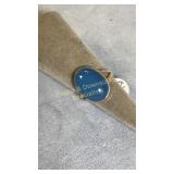 Size 8.25 Sterling Silver & Blue Onyx Ring