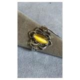 Size 6.25 Sterling & Yellow Cubic Zirconia Ring