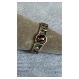 Size 8.25 Sterling Silver & Garnet Ring