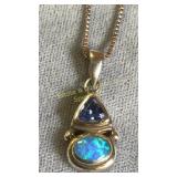 Sterling Silver Blue Opal & Tanzanite Pendant
