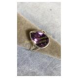 Size 8.25 Sterling Silver & Amethyst Ring
