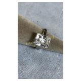 Size 8.5 Sterling Silver & Cubic Zirconia Ring