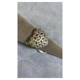 Size 7.5 Sterling Silver & Emerald Ring