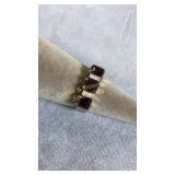 Size 7.75 Sterling Silver & Garnet Ring