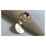 Size 6.5 Sterling Silver & Amethyst Ring