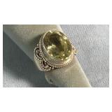 Size 9.75 Sterling & Lemon Citrine Ring