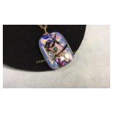 Pendant Gold Filled Foil Art Glass 22in Chain