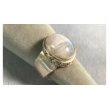 Size 10.25 Sterling & Moon Stone Ring
