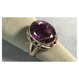 Size 9.25 Sterling & Amethyst Ring